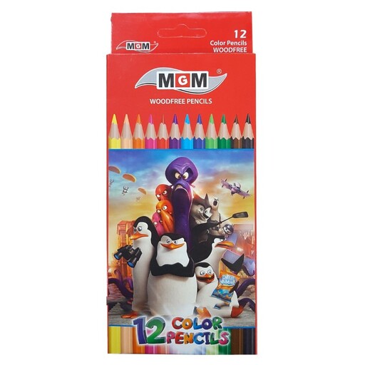 مداد رنگی 12 عددی mgm مقوایی
