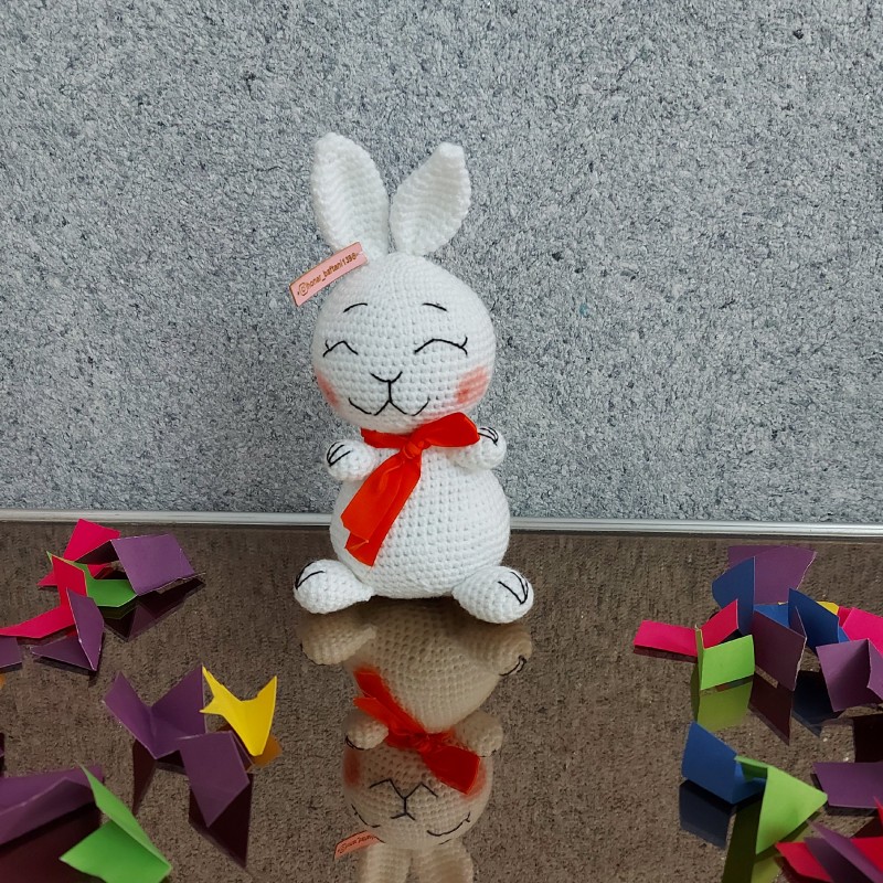 عروسک بافتنی خرگوش تپل مهربون سفید