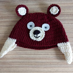کلاه بافتنی عروسکی خرس قهوه ای مهربون 1