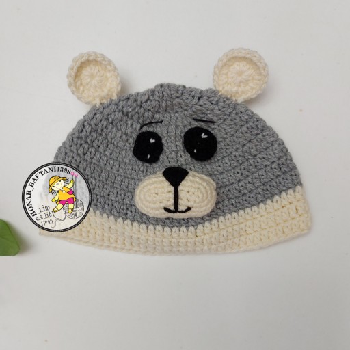 کلاه بافتنی بچگانه عروسکی طرح خرس مهربون 2