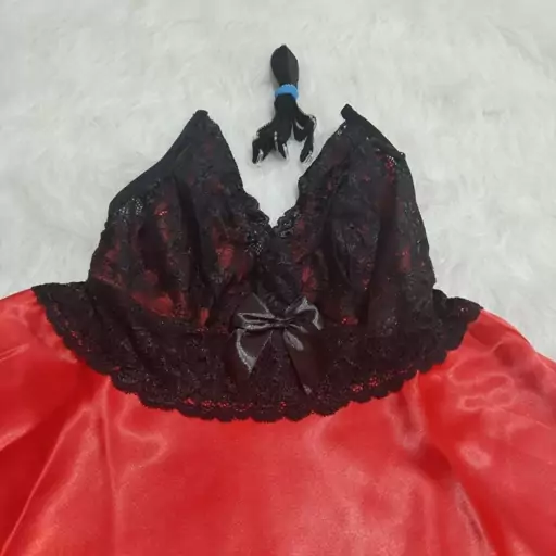 لباس خواب ساتن و دانتل پشت باز Love Lingerie کد L89