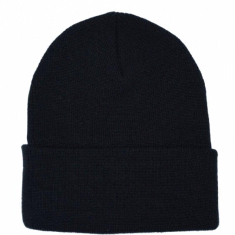 کلاه بافت گرم بالا مشکی  ساده لبه دو لایه مردانه و زنانه 