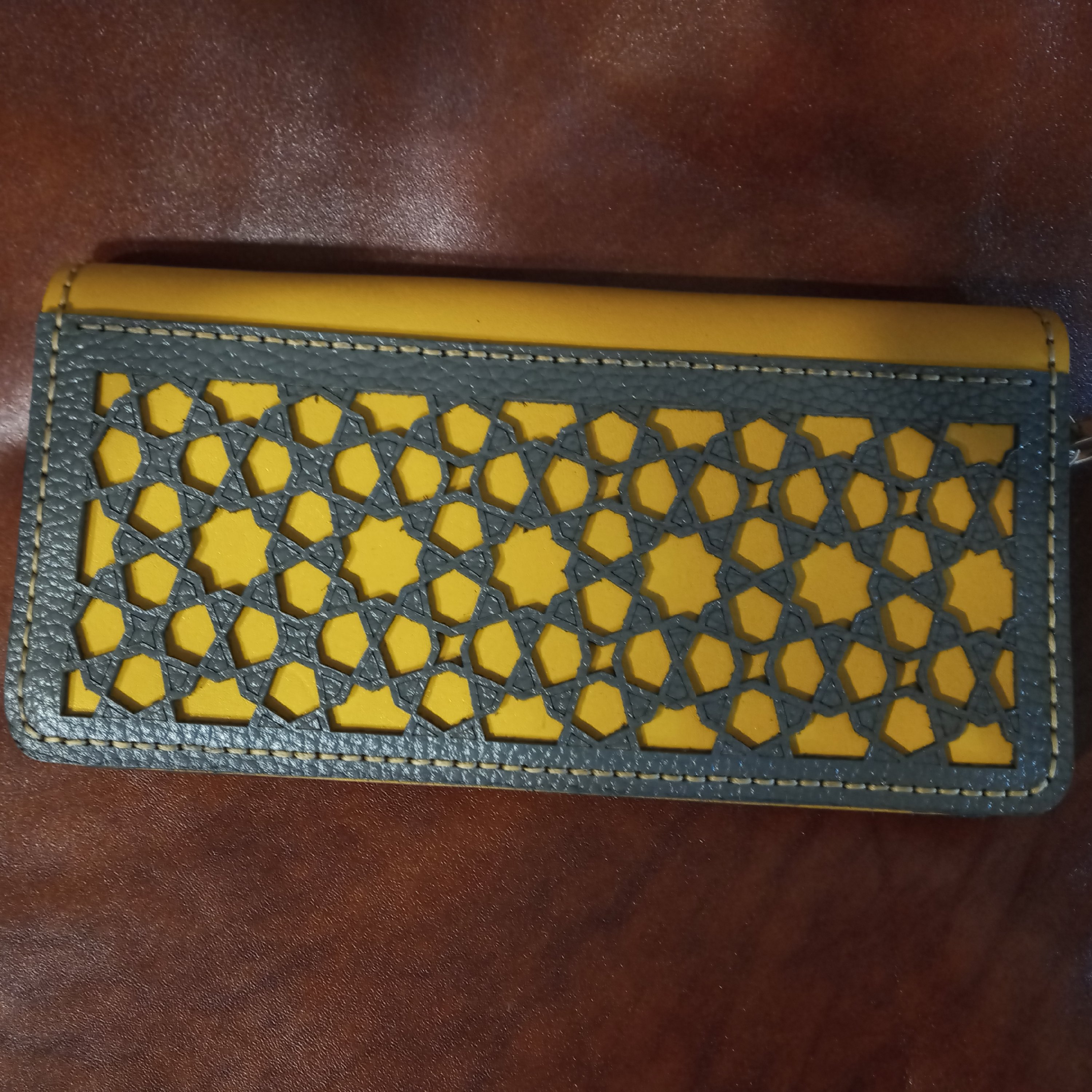 کیف پول زنانه چرم گاوی دست دوز مدل گیپوری