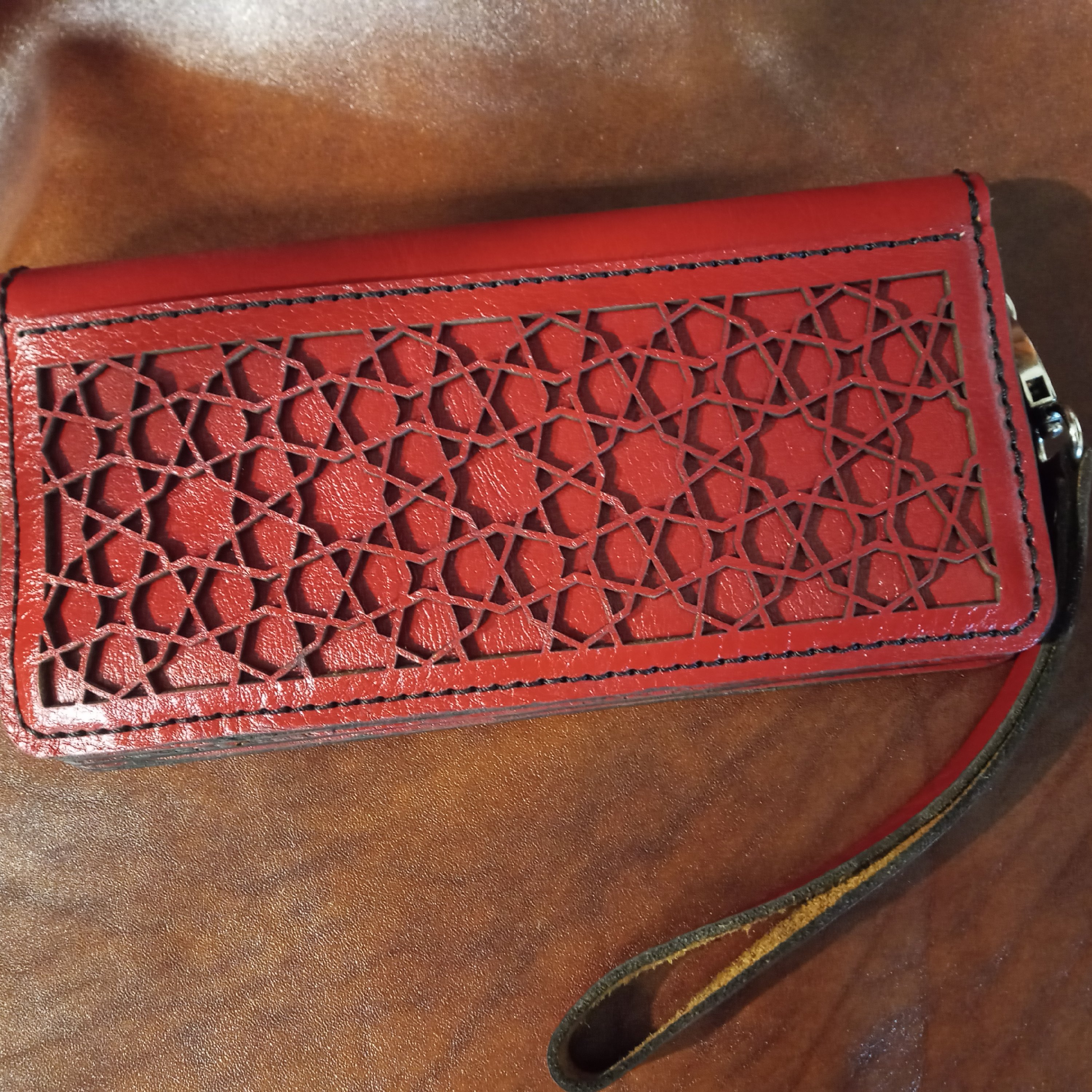 کیف پول زنانه چرم گاوی دست دوز مدل گیپوری