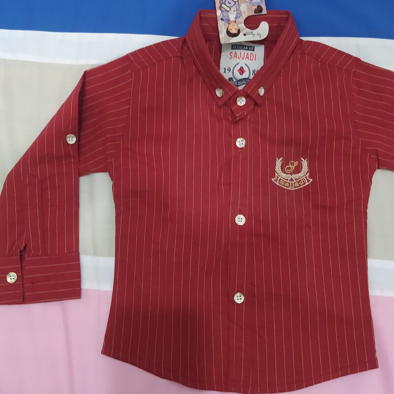 پیراهن پسرانه تترون نخی کشی سایز 35 تا 55 طرح ساده و خط دار ارسال رایگان 