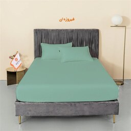 سرویس ملحفه چیداری مدل میکرو دو نفره سه تکه 160در200 رنگ فیروزه ای