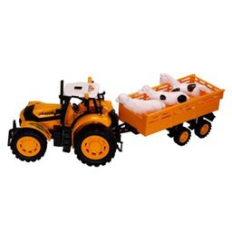ماشین اسباب بازی تراکتور مزرعه قدرتی همراه با حیوانات برند درج سایز بزرگ رنگ زرد