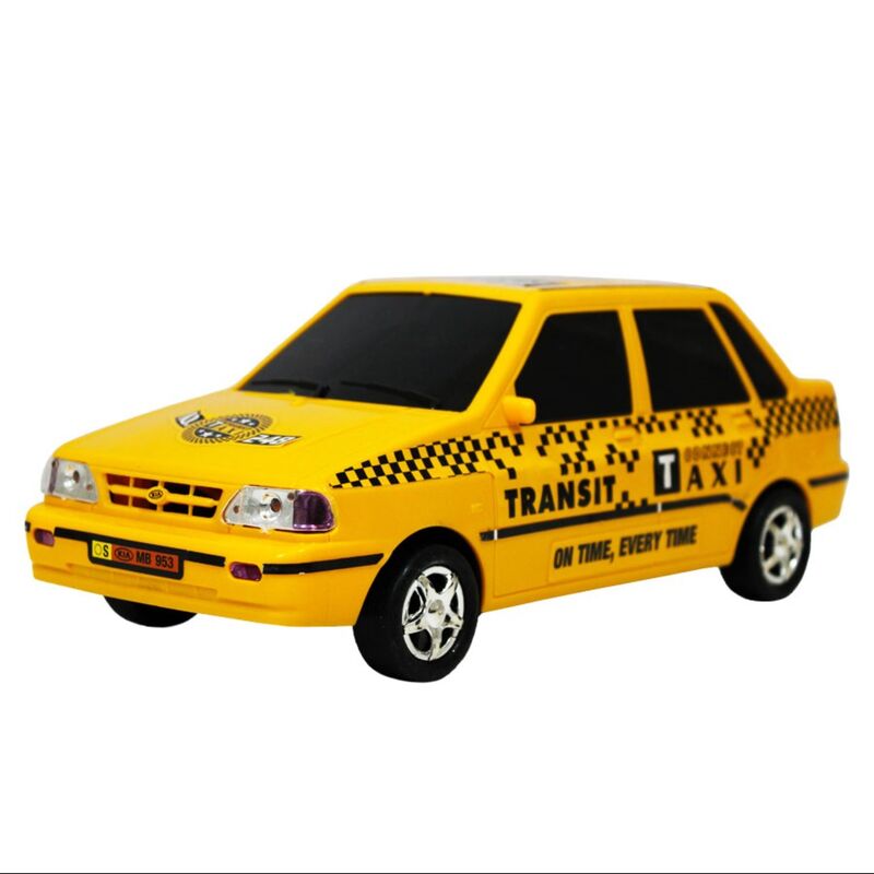 ماشین اسباب بازی تاکسی پراید زرد قدرتی برند درج سایز کوچک