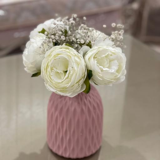 گل مصنوعی پیونی مینیمال به همراه گلدان با رنگ بندی متنوع