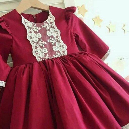 لباس دخترانه قرمز خوش رنگ آستر دار 
