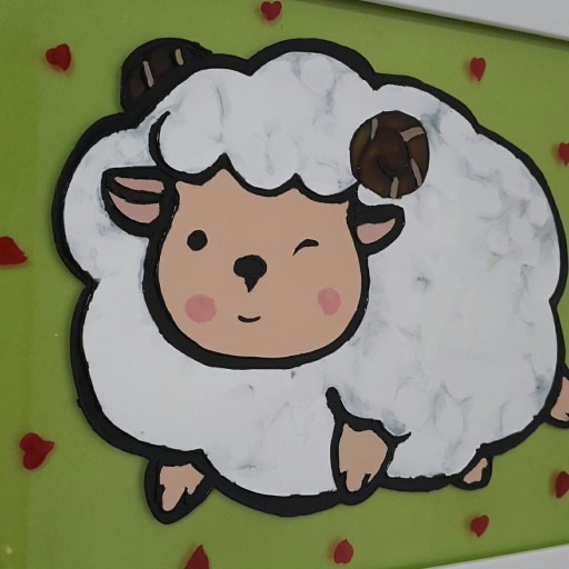 تابلوی ویترای مدل گوسفند بازیگوش