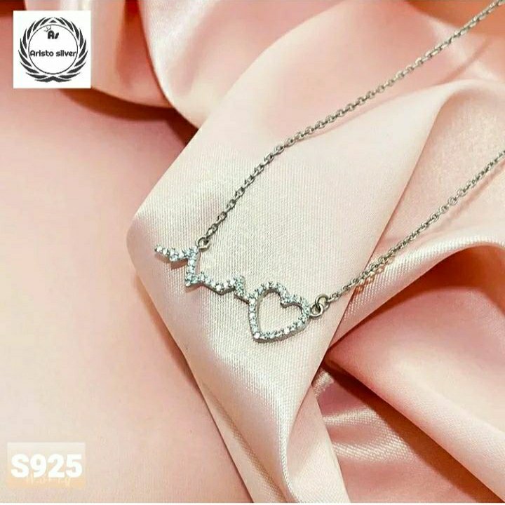 گردنبند نقره بسیار شیک ضربان قلب با عیار 925 و آبکاری طلاسفید