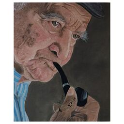 تابلو چهره پیرمرد تکنیک پاستل گچی و پاستل مدادی30در40