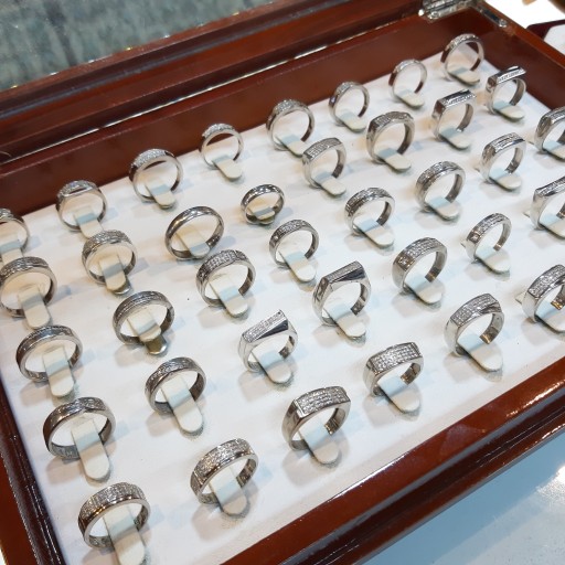 حلقه نقره مردانه عیار 925 مدل جواهری بازرگانی لطفی دارای روکش رادیوم