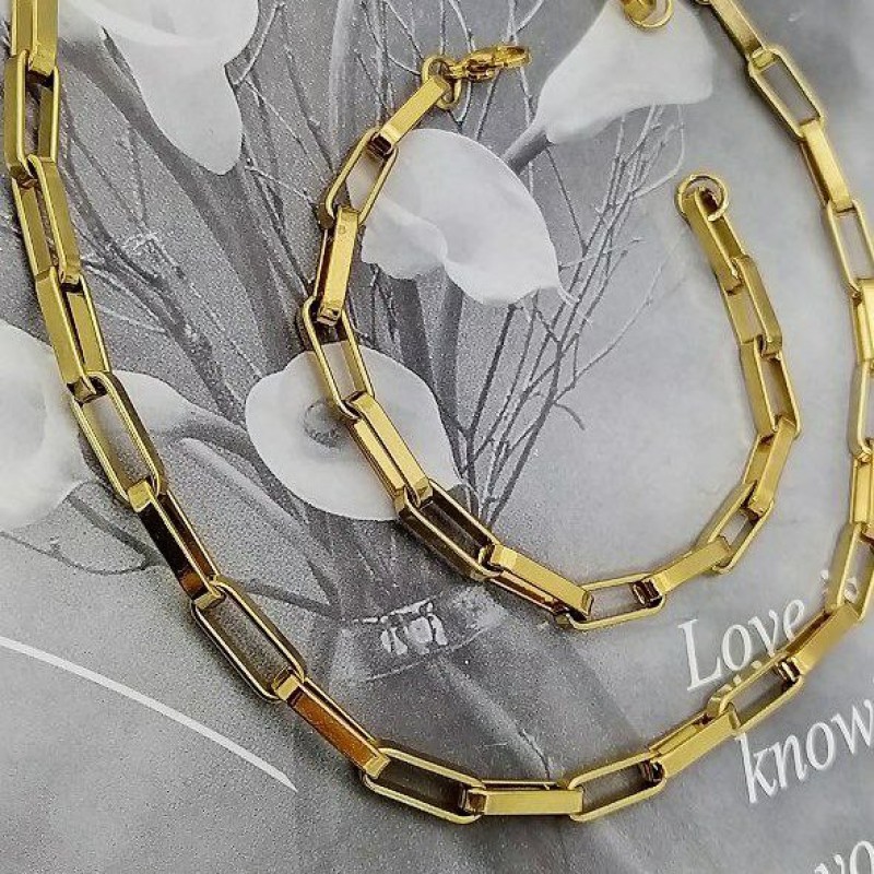 ست گردنبند و دستبند استیل رنگ ثابت طلایی  ضدحساسیت گالری کیفیت برتر با ارسال رایگان
