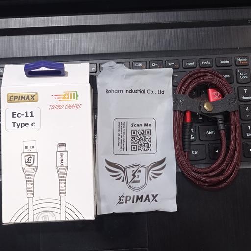 کابل شارژ (گارانتی دار ) سی Epimax EC-11 ، پاراگرایدری (سیم بکسلی) ، قرمز ، فست شارژ ، محکم و گارانتی یکساله