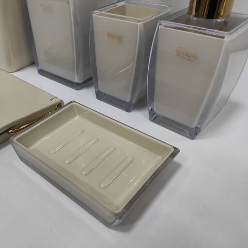 ست 6 پارچه سرویس بهداشتی لیمون مدل کلاسیک  رنگ وانیلی طلایی(ارسال رایگان)