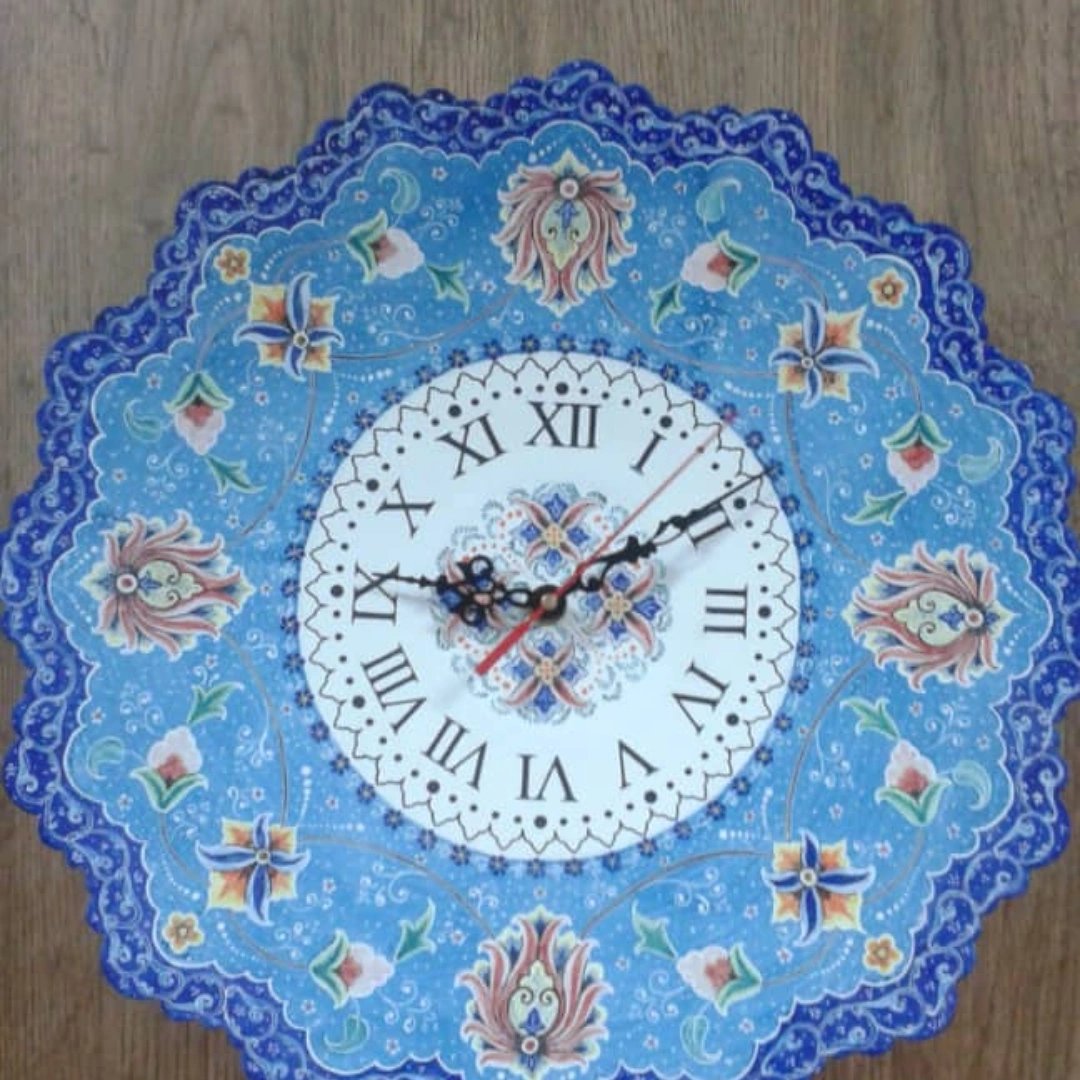 ساعت میناکاری شده قطر 35 سانتی  از جنس مس  طراحی پرداز   ورق مس ضخیم