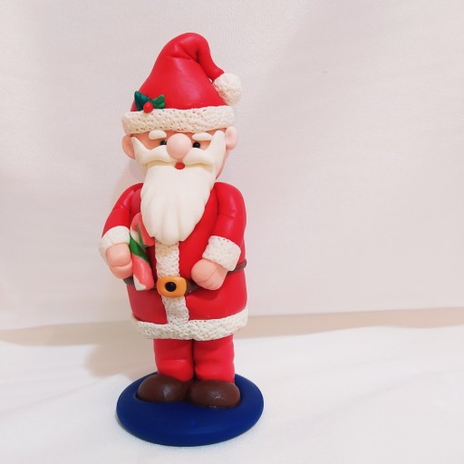 عروسک بابانوئل دستساز تزیینی خمیر گل چینی طرح کریسمس مناسب تزیین و هدیه