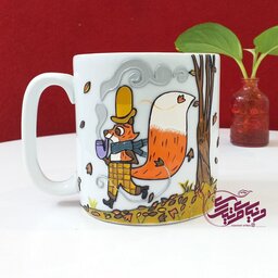 ماگ ویترای روباهی، هدیه خاص و زیبا، لیوان نقاشی شده بصورت نقش برجسته و براق