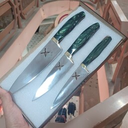 چاقوی سلاخی آشپزخانه  ست سه تایی همراه با جعبه 