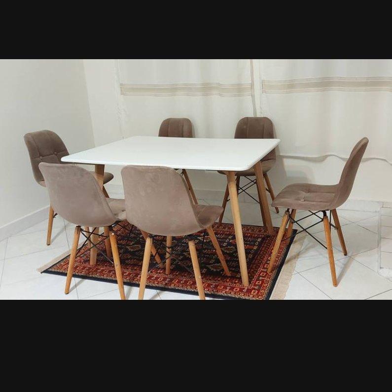 سرویس نهارخوری شش نفره صندلی مدل لمسه آرین با میز مستطیلی