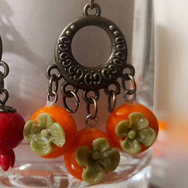 گوشواره انارخرمالو یلدایی هنرکده مادر، اکسسوری یلدا، گوشواره تابه تا یلدایی هنرکده مادر