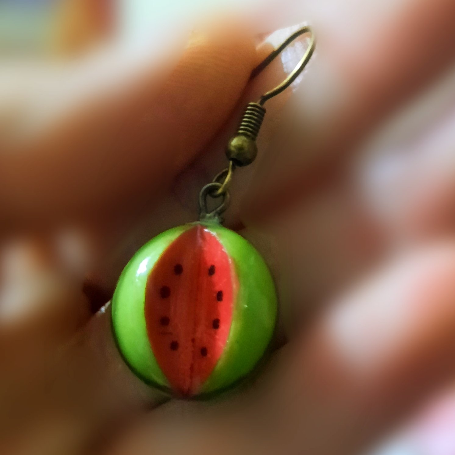 گوشواره فانتزی تم شب یلدا با طرح هندوانه هدیه خاص