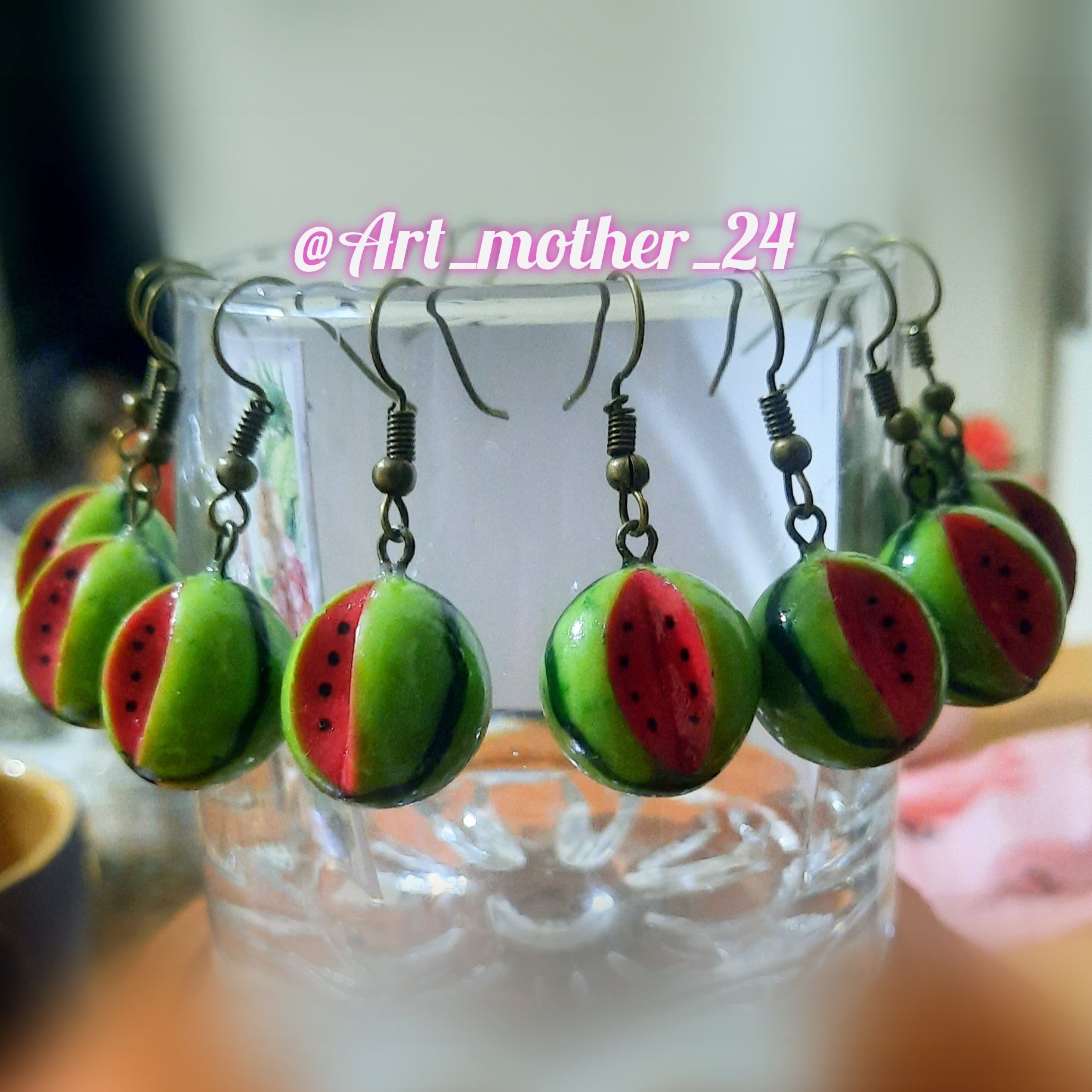 گوشواره فانتزی تم شب یلدا با طرح هندوانه هدیه خاص