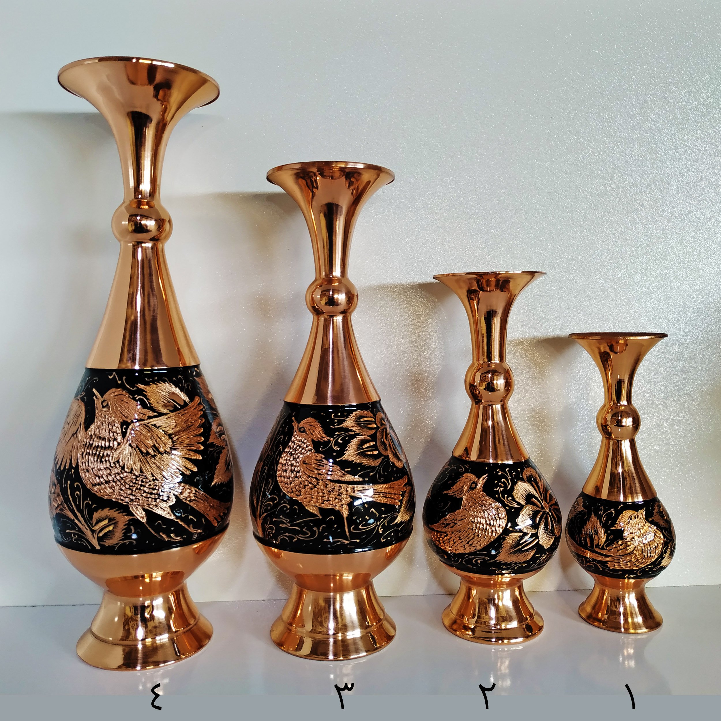 گلدان مسی مدل الماس نراش ارتفاع 20
