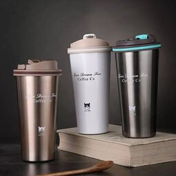 تراول ماگ کافی کو Coffee Co دوجداره استیل 304 دارای دو قفل حجم 500 میلی لیتر