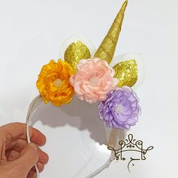 تل یونیکورن چرم با گلهای دست ساز تاجماه027