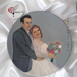 دیوارکوب سفالی چهره رئال عروس و داماد از روی عکس عروسی