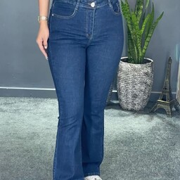 شلوار جین ترک سورمه ای دمپاگشاد فول کش سایزبندی 38تا50