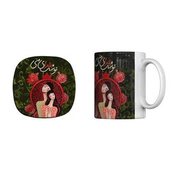 ماگ ترمه طراحان ایده مدل شب یلدای من کد trm201 به همراه زیر لیوانی