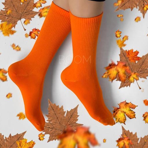 جوراب ساقدار ساده نارنجی