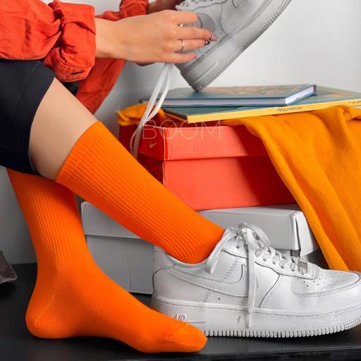 جوراب ساقدار ساده نارنجی