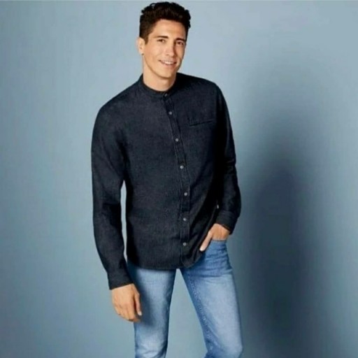 پیراهن مردانه جین برند آلمانی livergy سایز M قواره بزرگ جین تیره