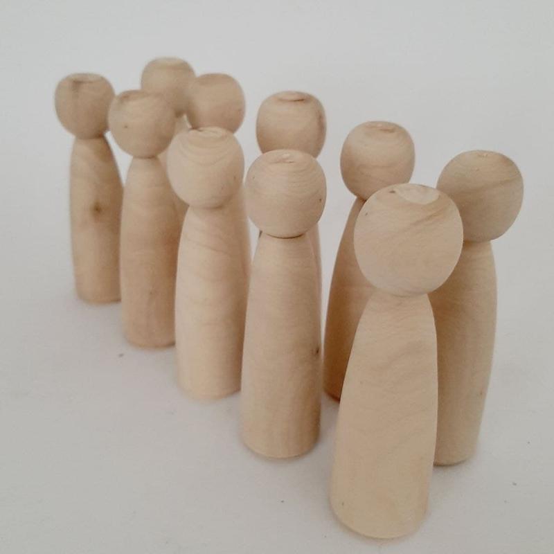 عروسک چوبی خام مدل قدبلندها مجموعه 10 عددی