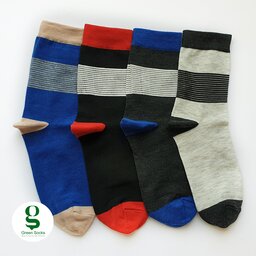 پک 4  عددی جوراب ساق بلند مردانه طرح راه راه رنگی  در 4 رنگ بندی