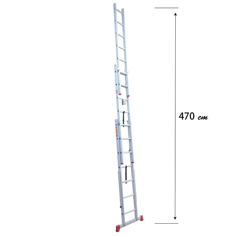 نردبان  21 پله آلوپات مدل سه لنگه کشویی دوطرفه شش متری آلومینیومی