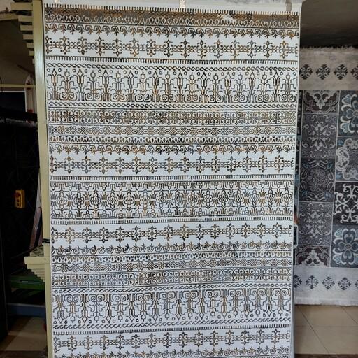 فرش فانتزی مدرن طرح مراکشی زمینه کرم با قیمت مناسب سایز فرش 6متری(ارسال باتیپاکس، پس کرایه)