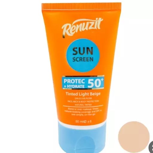 ضد افتاب رینوزیت spf50 رنگی ضد اب ماندگاری 72 ساعت رفع لک و اکنه ابرسان قوی و رفع چین و چروک