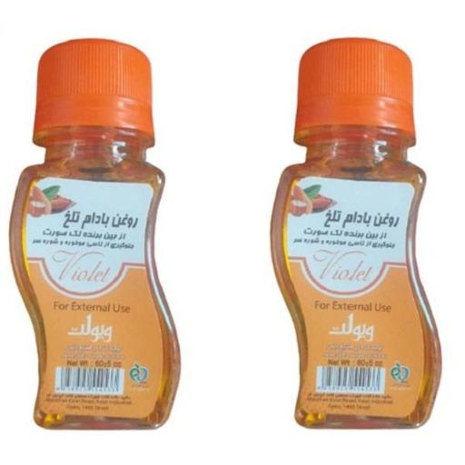 روغن بادام تلخ ویولت مدل شقایق حجم 60 میلی لیتر بسته 2 عددی