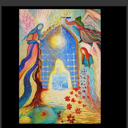 تابلو نقاشی طرح نماز. کارشده با رنگ روغن روی بوم