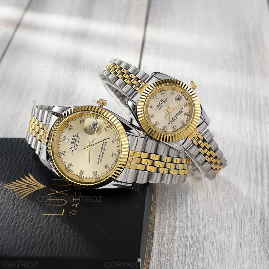 ساعت مچی زنانه و مردانه رولکس دیت جاست مدل 1010 باباتری 