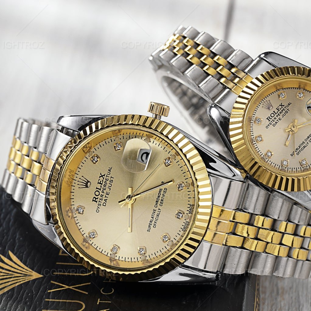 ساعت مچی زنانه و مردانه رولکس دیت جاست مدل 1010 باباتری 