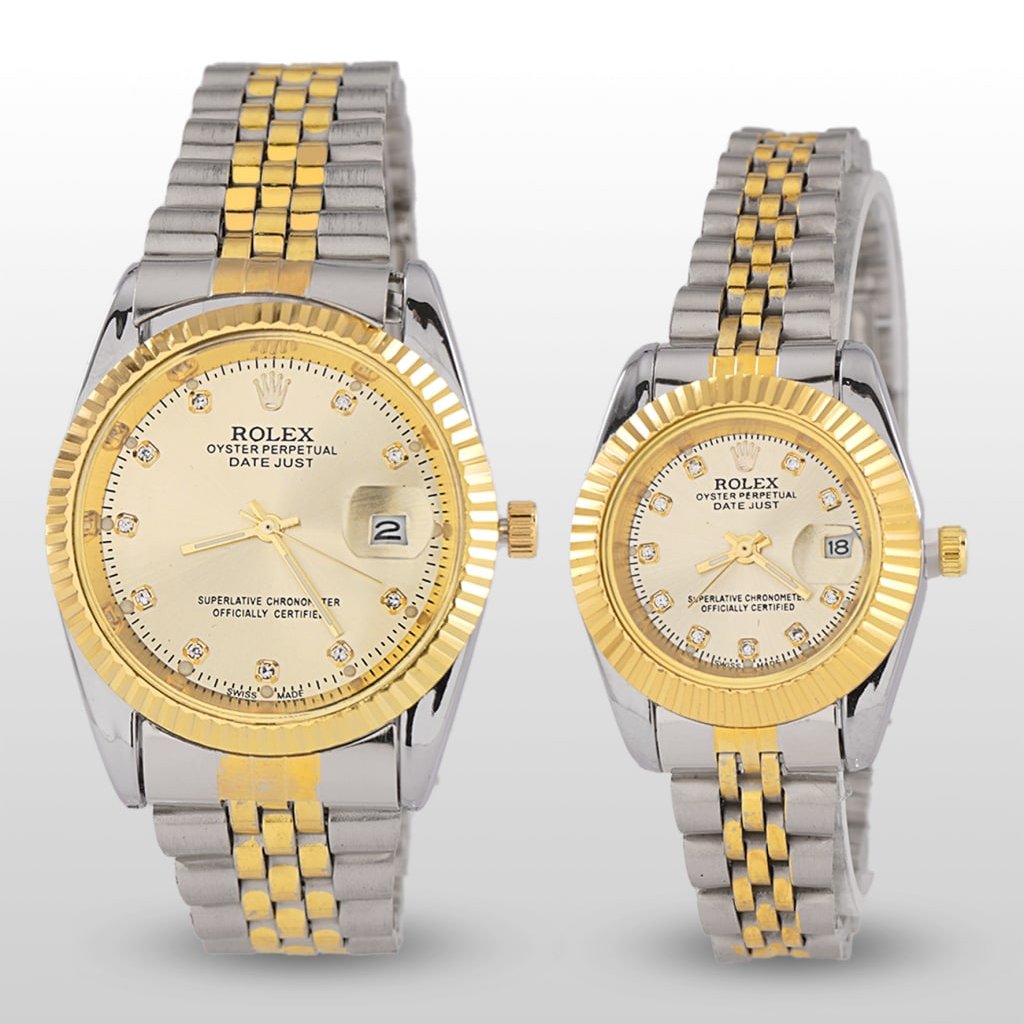 ساعت مچی زنانه و مردانه رولکس دیت جاست مدل 1010 باباتری 