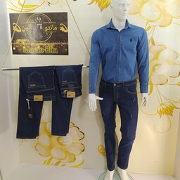 شلوار جین مردانه اسپرت راسته با رنگ های آبی و سرمه ای و سایزهای 46 تا 56  