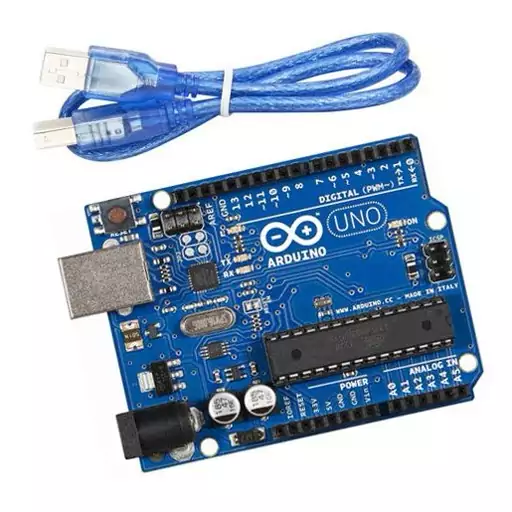 برد آردوینو Arduino UNO R3 به همراه کابل و کیس پلکسی شفاف